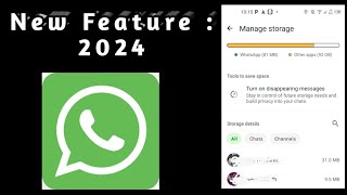 Whatsapp new feature 2024  Manage Storage Space [upl. by Zahavi]