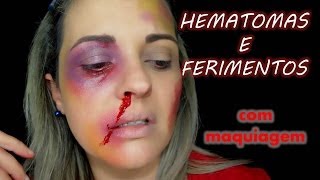 HEMATOMAS E FERIMENTOS COM MAQUIAGEM POR RENATA MONTEIRO  MAQUIAGEM ARTÍSTICA [upl. by Enitnatsnoc]