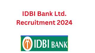 IDBI Recruitment for Specialist Officer 2024 idbi bankjobs [upl. by Thayne439]