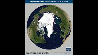 September Arctic Sea Ice Extent 1979 to 2023 [upl. by Ahsiket]