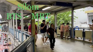 Busy Flyover Bridge Connecting Sala Daeng BTS and Silom MRT  Bangkok Thailand [upl. by Rhodie372]