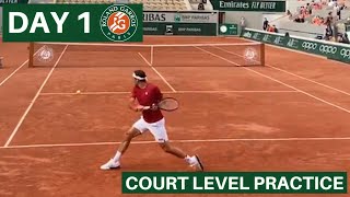 Roger Federer FULL Court Level Practice  French Open 2021  Day 1 [upl. by Bilat]