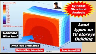 Generate wind load and add load Combination on Bldg Model Autodesk Robot Structural Analysis 2021 [upl. by Annasoh650]