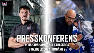 Presskonferens efter IK Oskarshamn – BIK Karlskoga 9 oktober 2024 [upl. by Gnanmos]