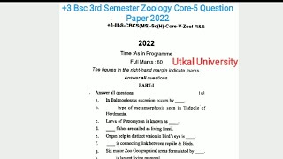 3 Bsc 3rd Semester Zoology Honours Core5 Question Paper 2022  Utkal University [upl. by Niatirb]