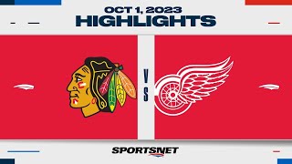 NHL PreSeason Highlights  Blackhawks vs Red Wings  October 1 2023 [upl. by Leggett]