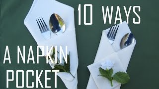 10 Ways how to fold a Napkin Pocket [upl. by Sikes]