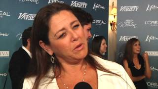 2010 Varietys Power of Women  Camryn Manheim red carpet [upl. by Nwahsel]