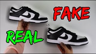 REAL VS FAKE NIKE DUNK BLACKWHITE PANDA COMPARISON [upl. by Fairfax]