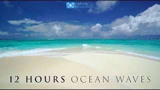 12 HOUR 4K Ocean Waves Video amp Sounds Perfect Beach Scene quotWhite Sand Blue Waterquot Fiji Islands [upl. by Introk488]