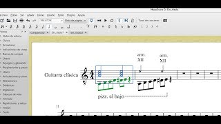 Armónicos y Pizzicato de guitarra clásica en Musescore [upl. by Lehmann861]