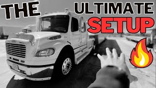 The Ultimate Enclosed Car Hauling Hotshot Setup  Freightliner Sports Chassis  53’ Trailer Tour [upl. by Gabrielson40]