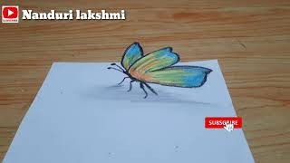 How to draw 3D Butterfly using Crayons  Draw Butterfly in simple way  3d Art for Beginners [upl. by Wight923]