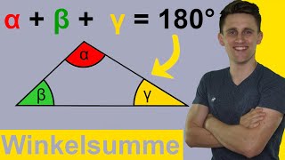 Winkelsumme im Dreieck  Winkelsätze 5  α  β  γ  180°  Anschaulich erklärt [upl. by Dickson952]