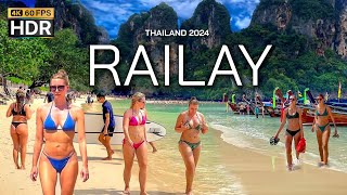 🇹🇭 4K HDR  Walking Railay Beach in Krabi Thailand 2024  BEST Place in the World [upl. by Hildebrandt]