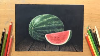 How to Draw a Watermelon in Colored Pencil [upl. by Asserrac142]