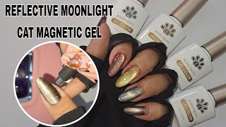 Different Effects😱 How to Use Reflective MoonLight Cat Magnetic Gel Polish  Born Pretty Nails [upl. by Fellner]