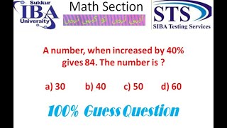 IBA math Question  100 Guess Question for math section for IBA Teaching Test  Percentage question [upl. by Yeung]