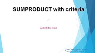 Using SUMPRODUCT Function With Criteria In Excel [upl. by Aicnorev487]