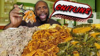 MASSIVE CHITLINS SOULFOOD MUKBANG  CHITTERLINGS  THANKSGIVING FOOD [upl. by Mackoff880]