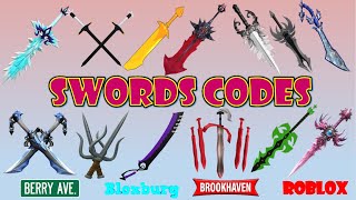 SWORDS CODES amp LINKS FOR BOYS  Brookhaven Bloxburg Berry Avenue  ROBLOX [upl. by Esom]