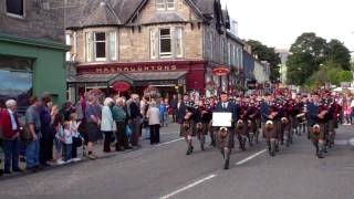 Pipe Bands Parade Scottish Highland Games Pitlochry Perthshire Scotland [upl. by Nylirad]