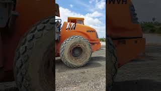 Vibrate roller compactor activity on the road construction bulldozer dumptruck excavator [upl. by Appledorf]