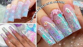 GLITTER ACRYLIC NAILS 🌸 INFILL amp REDESIGN ✨ [upl. by Ronacin]