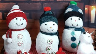 TUTO FACILE BONHOMME DE NEIGE 20 CM AVEC UNE CHAUSSETTE BRICOLAGE CRAFT CHRISTMAS DECORATIONS IDEAS [upl. by Koral591]