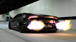 V10 Twin Turbo 1500whp Lamborghini Huracan Flame Shooter  4K [upl. by Htebarual27]