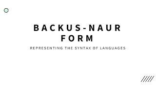 Representing syntax using BackusNaur Form [upl. by Blight515]