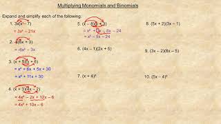 Multiplying Monomials and Binomials [upl. by Cuttler214]