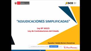 OSCE ADJUDICACIONES SIMPLIFICADAS  LEY N° 30225 quotLEY DE CONTRATACIONES DEL ESTADOquot [upl. by Tara]