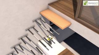 Escalier flottant  suspendu en Kit Sydney  wwwupstairs24fr [upl. by Hetti]