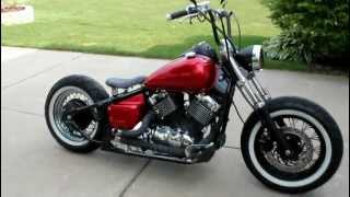 VStar 650 Bobber walk around 2 custom headlight and pipes [upl. by Htennek]