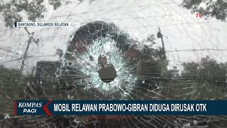 Mobil Relawan PrabowoGibran Sulsel Diduga Dirusak OTK Kaca Pecah dan Berlubang [upl. by Orren]