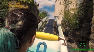 AQUA FLUME RIDE quotBADEWANNENFAHRT ZUM JUNGBRUNNENquot ONRIDE  ERLEBNISPARK TRIPSDRILL GERMANY 2020 [upl. by Hayimas]