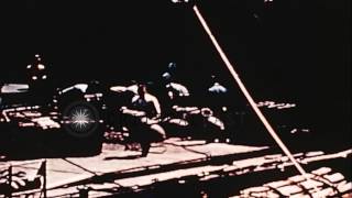 Band plays during refueling of United States ships in the Pacific Theater HD Stock Footage [upl. by Erret625]