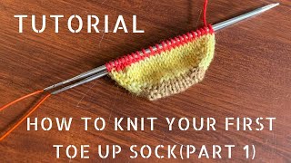 Knit Your First Toe Up Sock Part 1 [upl. by Barram349]