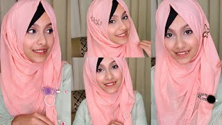 Eid Special Hijab Tutorial with Hijab Accessories  Make simple hijab gorgeous with hijab clips 💜 [upl. by Ydoow]