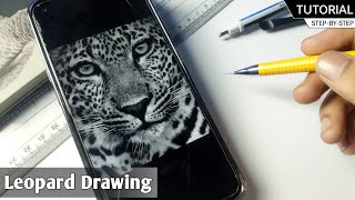 Draw with me  Leopard Drawing  Leopard Outline Drawing  Easy Outline TUTORIAL with Grid Method [upl. by Eatnahs]