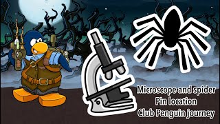 Unavailable Microscope and spider pin location  Club penguin journey [upl. by Adlay287]