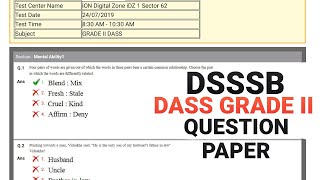 DSSSB DASS GRADE 2 PREVIOUS YEAR QUESTION PAPER 4April2020 [upl. by Wait]