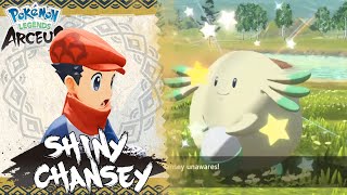 Shiny Chansey Found in Mass Outbreak Shiny Living Dex Series in Pokemon Legends Arceus [upl. by Cristal]