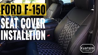 Kustom Interior™ Ford F150 Custom Honeycomb Leather Seat Covers installed by AndrewDoesLife F150 [upl. by Calva]