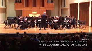 MTSU Clarinet Choir performs Guy Woolfendens quotThree Dances for Clarinet Choir Mvt 3quot [upl. by Euton372]