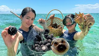 Catch to cook “Sea Urchins Tujom amp Sea Shells Saang” at Canigao Island  Province Life Leyte PH [upl. by Sarazen]