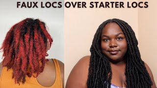 FAUX LOCS OVER STARTER LOCS  CROCHET LOCS OVER REAL LOCS  NO RETWIST LOC STYLE [upl. by Nacul]