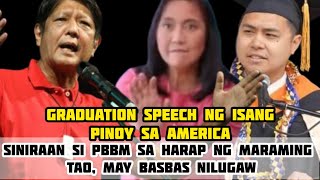 COBY SANTOS LIM GRADUATION SPEECH SINIRAAN SI PBBM SA AMERICA [upl. by Namra]