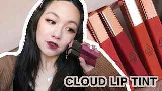 3CE CLOUD LIP TINT NEW COLORS FULL SWATCHES amp REVIEW [upl. by Avonasac]